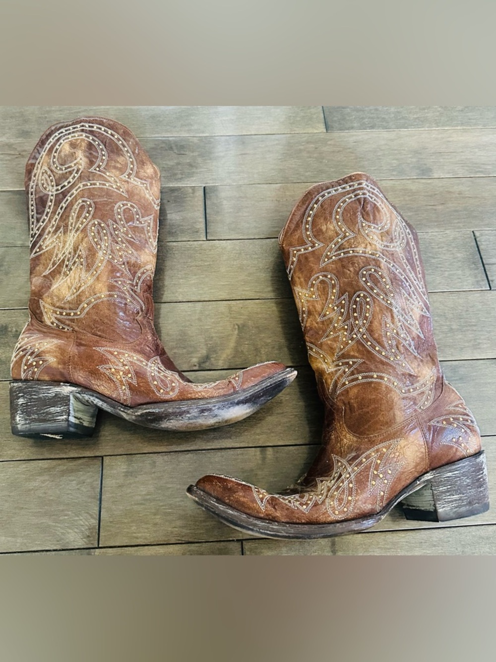 Women’s Sz 9.5 Distressed Brown Leather Old Gringo Cowboy Boots